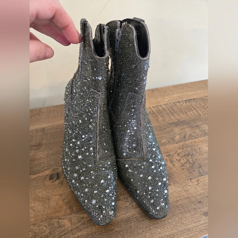 Matisse Shayne Rhinestone Green Ankle Booties Womens Size 7